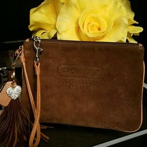 Coach suede leather wristlet